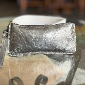 Patricia Nash Metallic Floral Wristlet